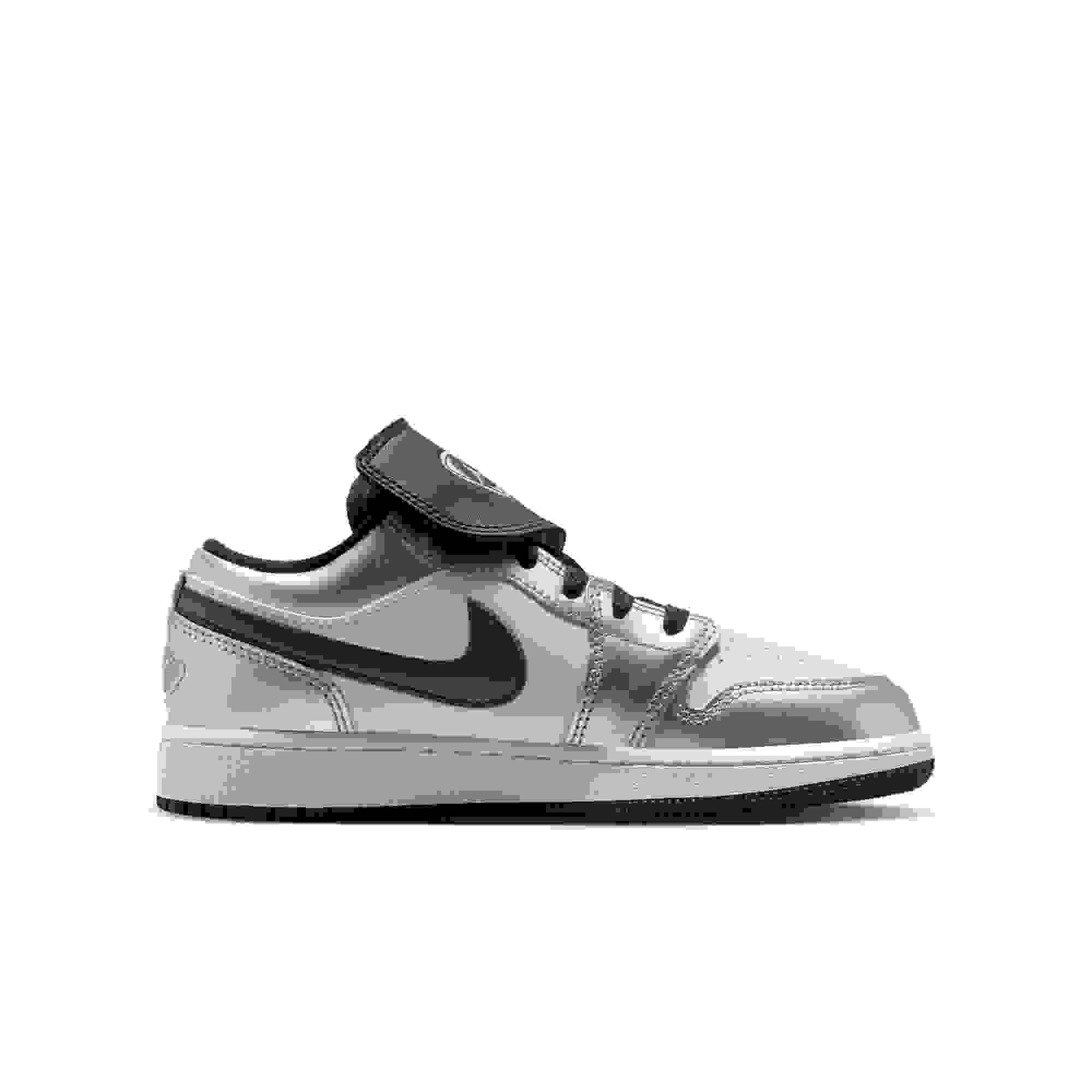 Jordan 1 Low SE Grade School Boys' "White/Black/Metallic Silver" Shoe